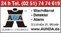 A&A ist seit über 20 Jahren Tag + Nacht mit SICHERHEIT für Sie da!